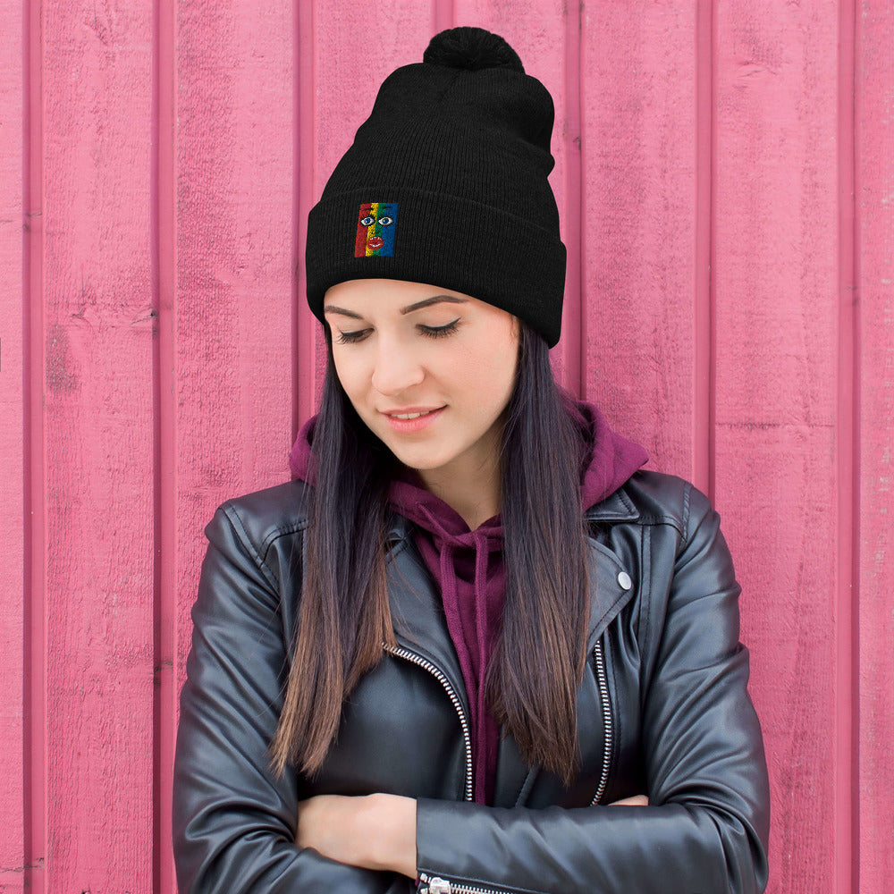 Pom-Pom Beanie-"True Colors Shining"