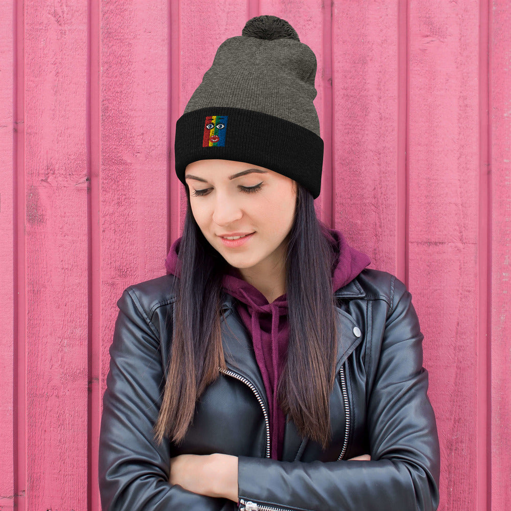 Pom-Pom Beanie-"True Colors Shining"