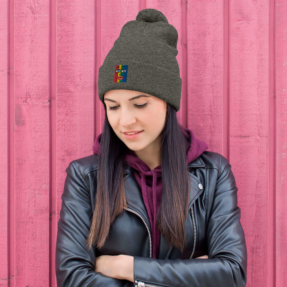 Pom-Pom Beanie-"True Colors Shining"
