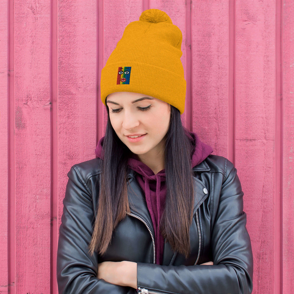 Pom-Pom Beanie-"True Colors Shining"