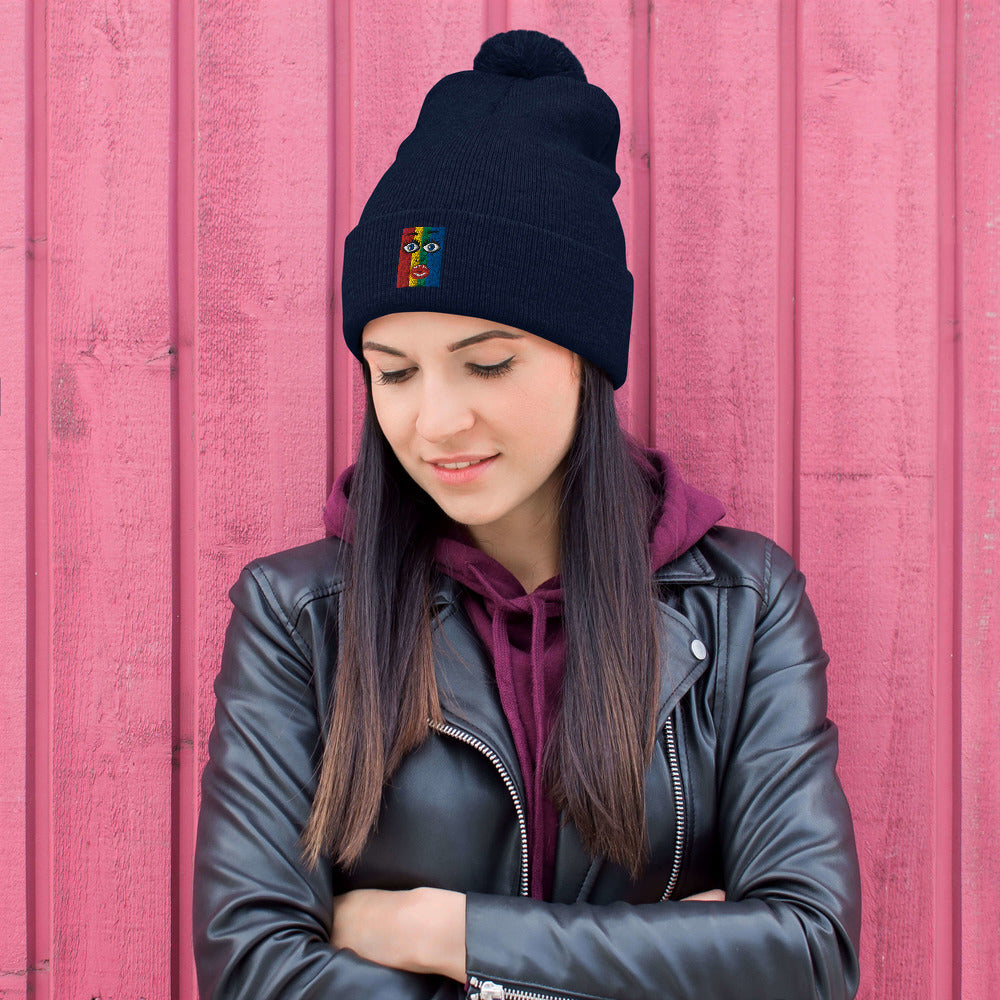 Pom-Pom Beanie-"True Colors Shining"