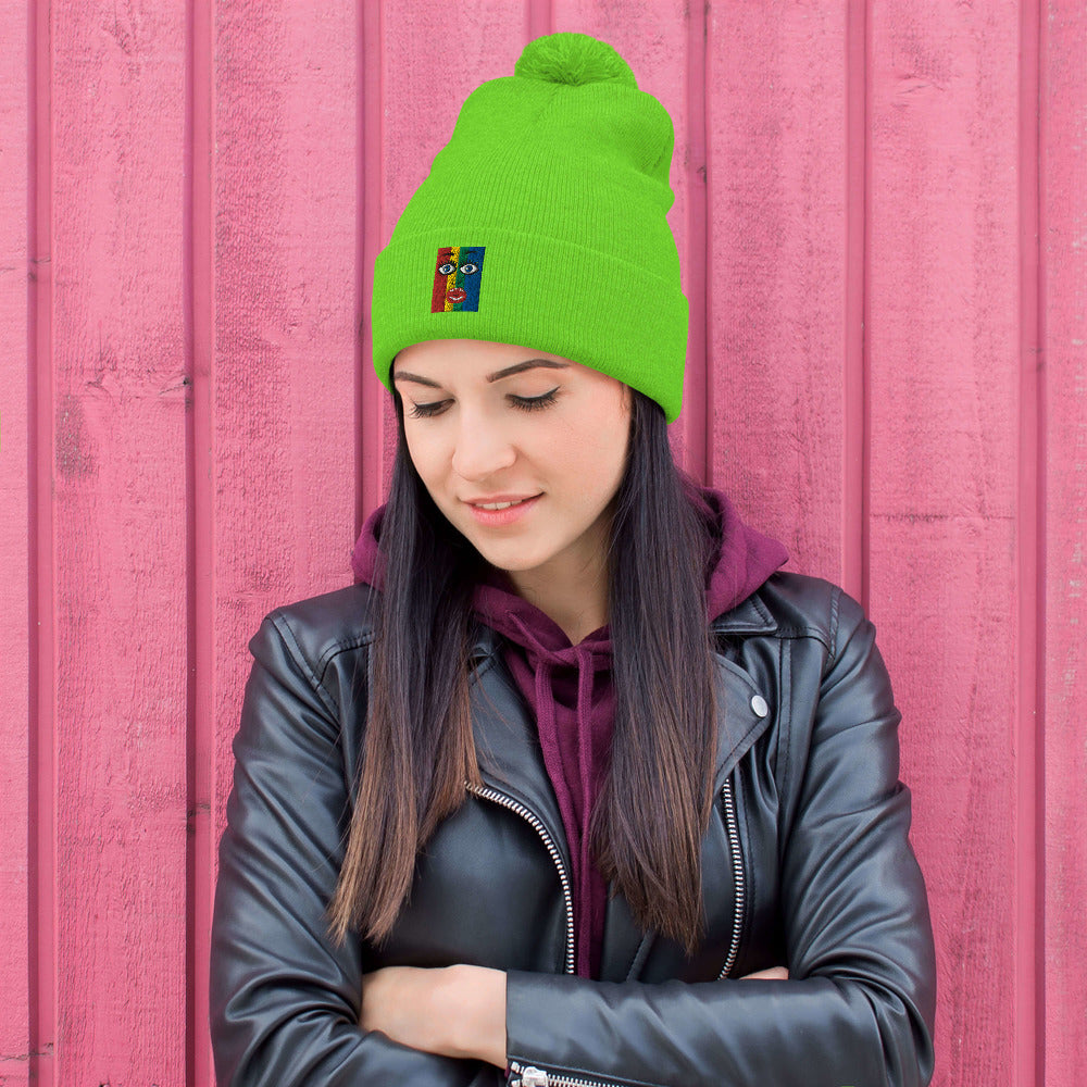 Pom-Pom Beanie-"True Colors Shining"