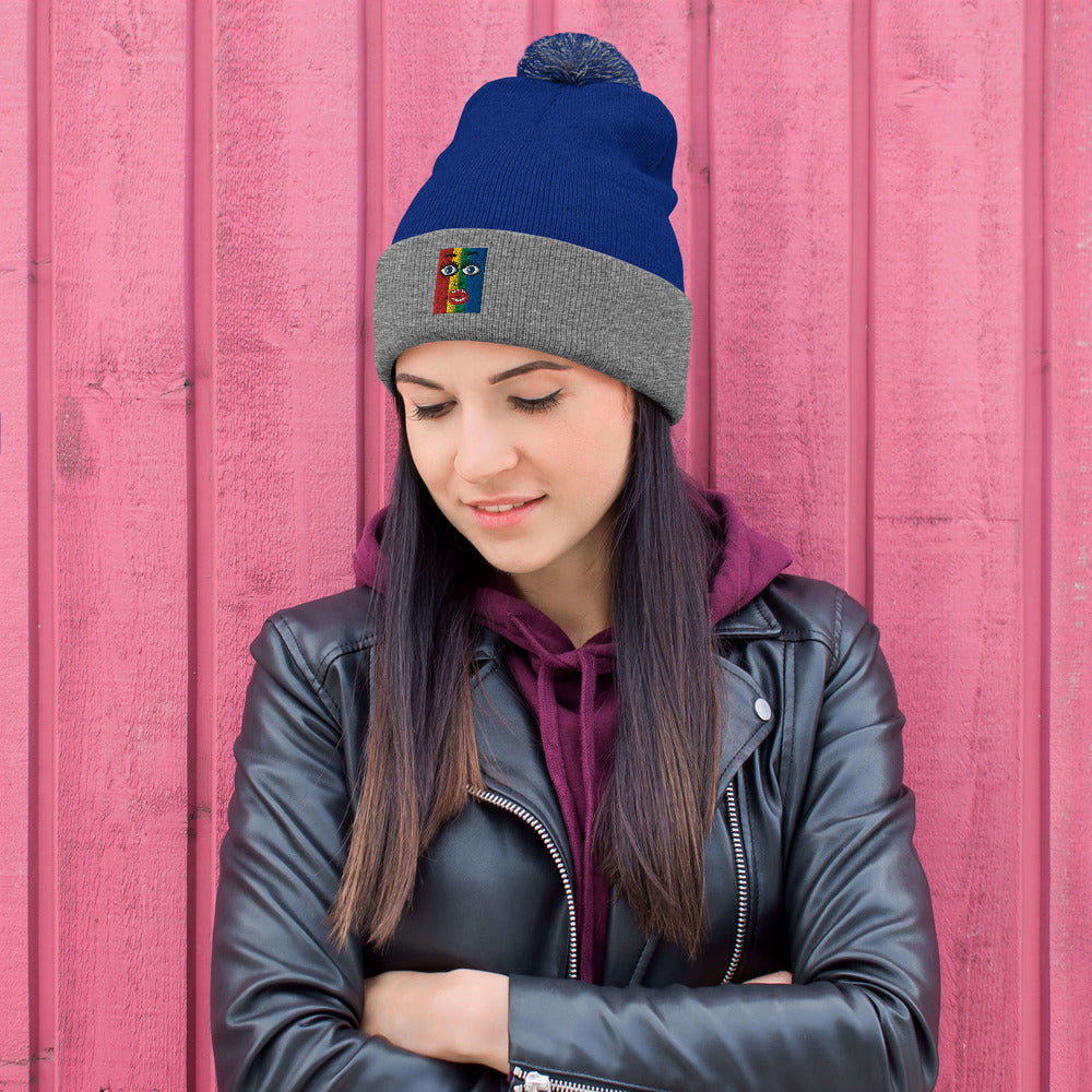 Pom-Pom Beanie-"True Colors Shining"