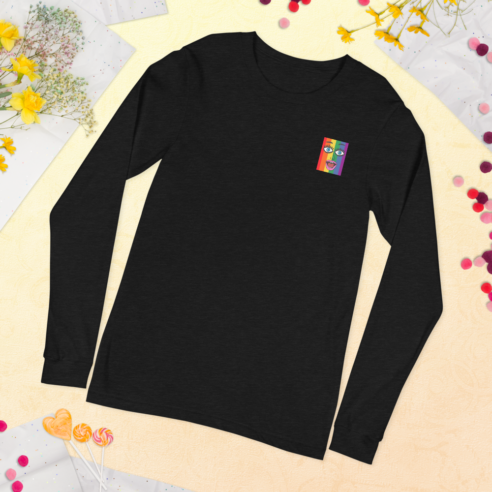 Genderless Fashion Long Sleeve Tee "My Face Your Heart"