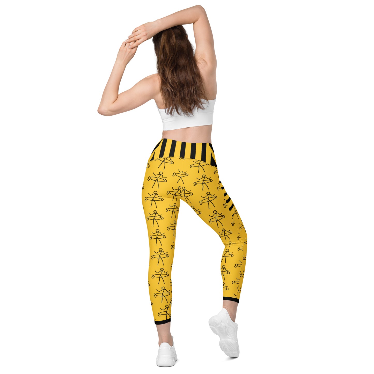 "Hula Hoop Captivating Yellow" Leggings with pockets