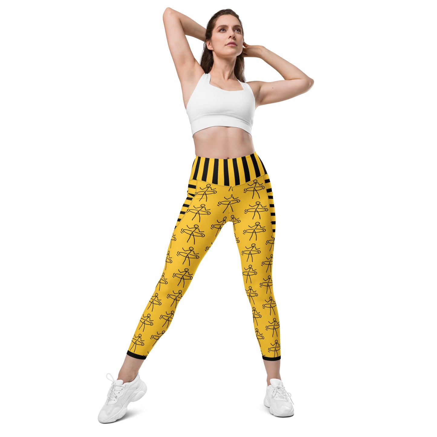 "Hula Hoop Captivating Yellow" Leggings with pockets