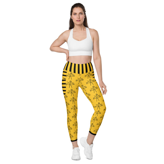 "Hula Hoop Captivating Yellow" Leggings with pockets