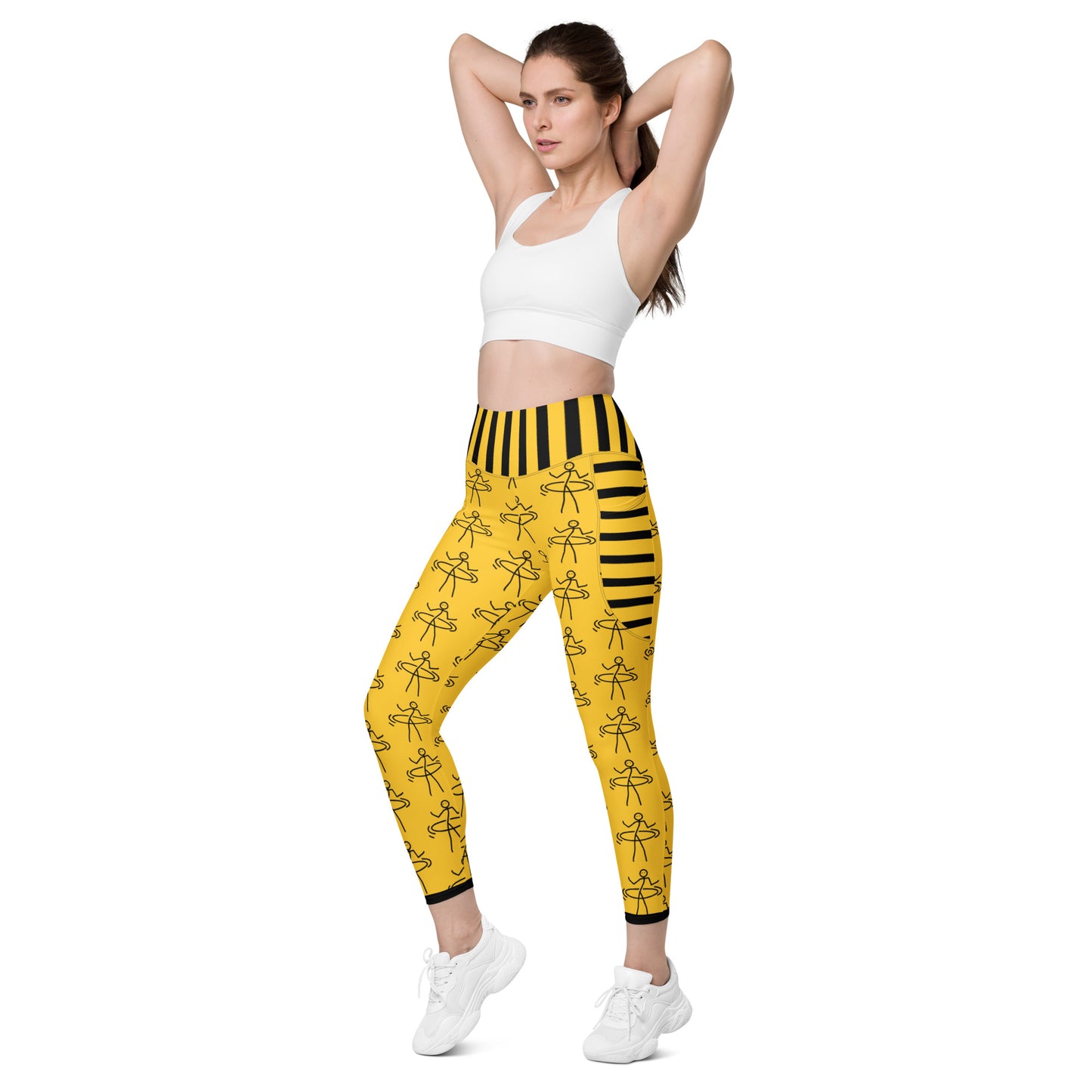 "Hula Hoop Captivating Yellow" Leggings with pockets