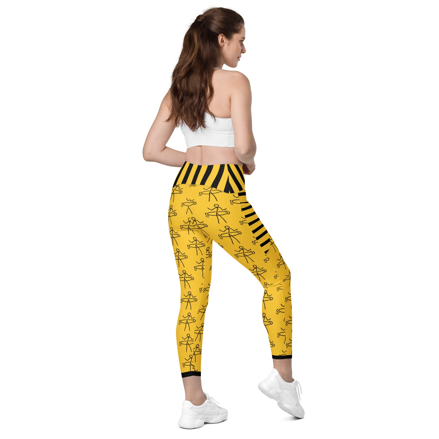 "Hula Hoop Captivating Yellow" Leggings with pockets