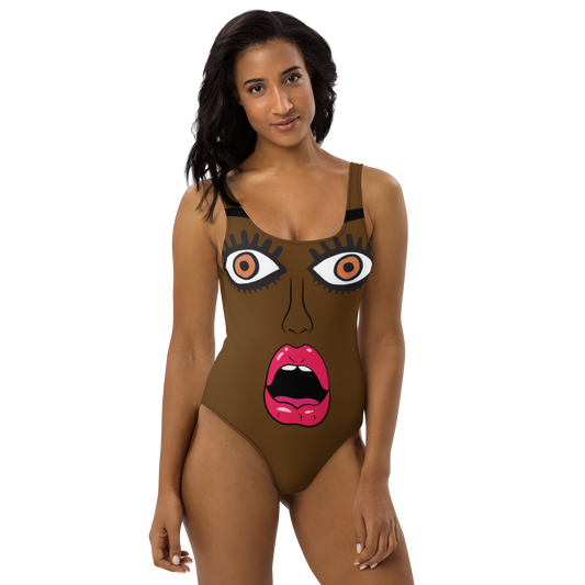 "I'm SO SURPRISED! One-Piece Swimsuit/Dark Brown Skin