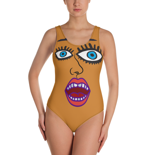 "I'm SO SURPRISED!" One-Piece Swimsuit/Light Bronze Skin