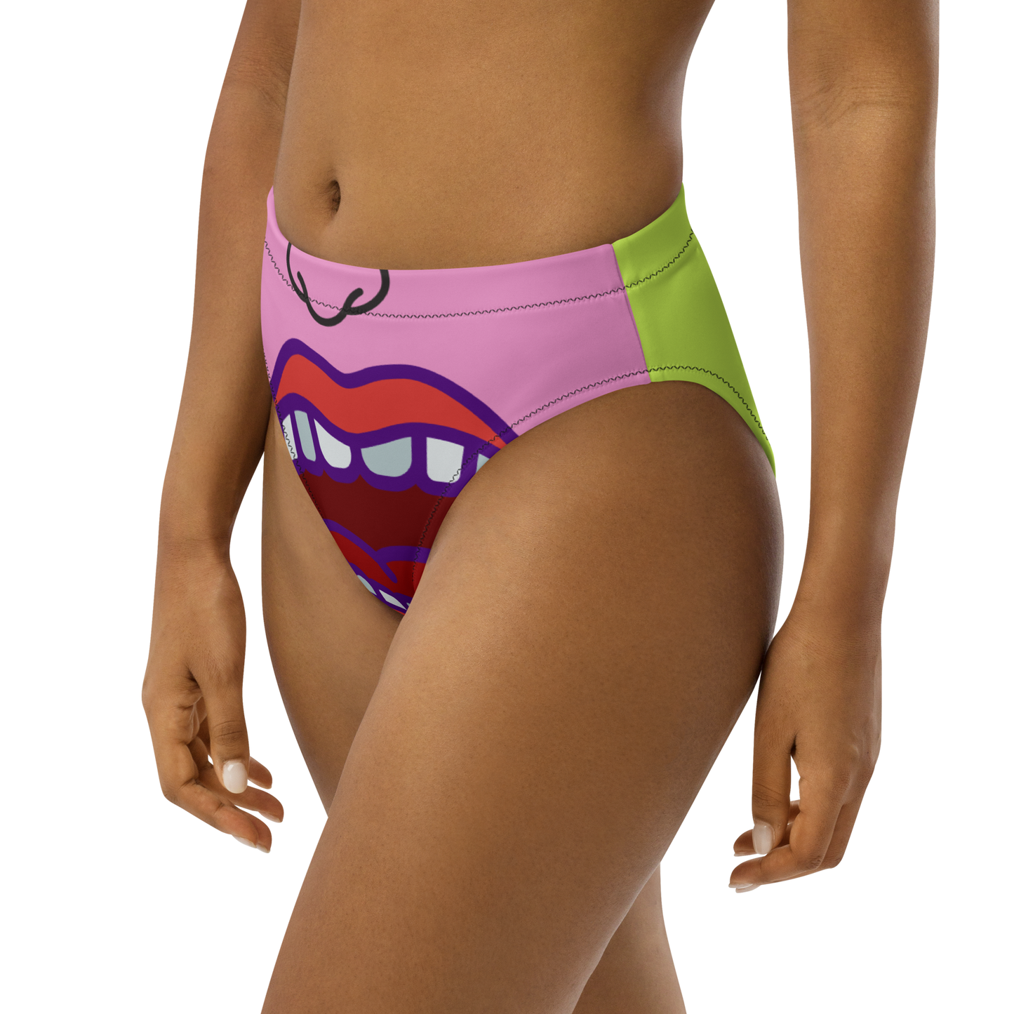 "Sweet Rose 'N Clover" Recycled high-waisted bikini bottom