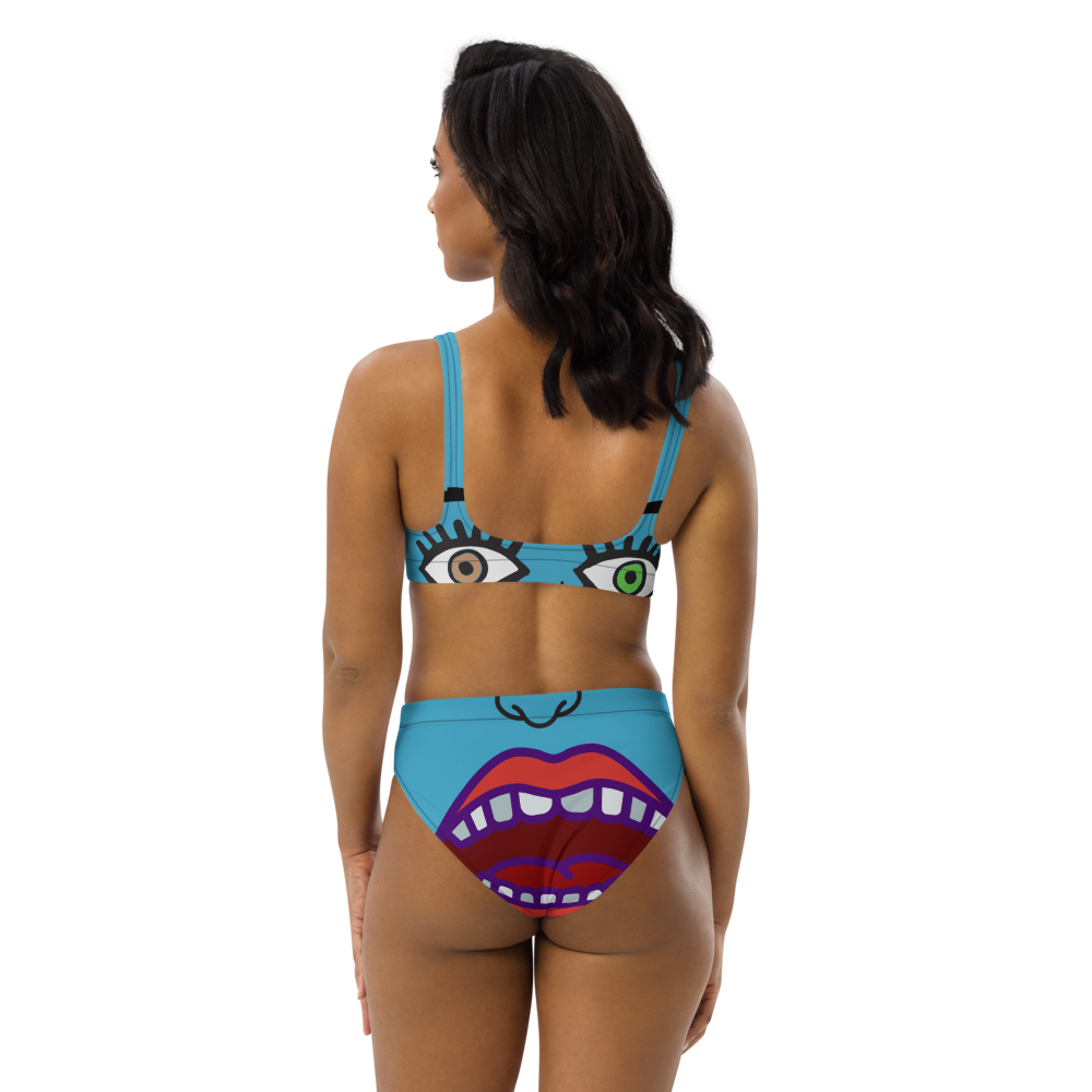 Recycled high-waisted bikini "Why The Blue Face?"