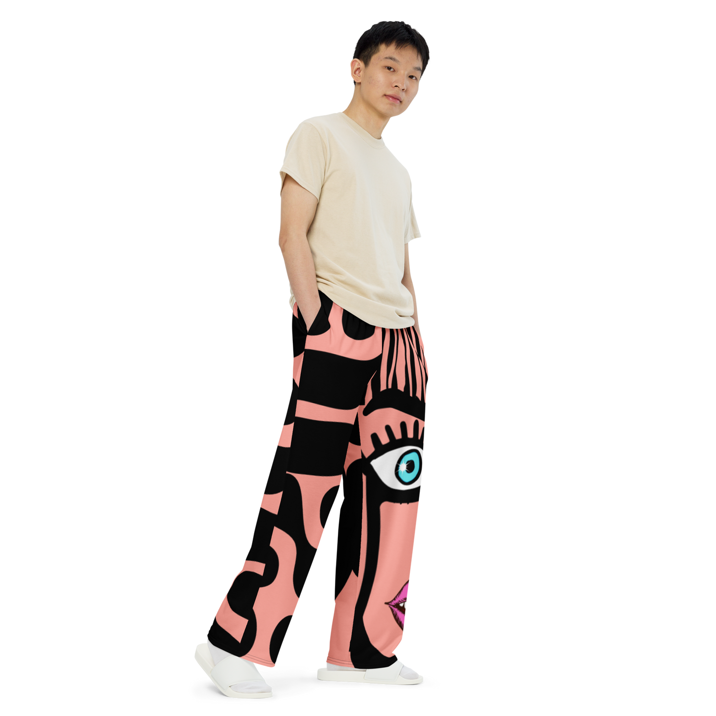 "See What Happens" All-over print all genders wide-leg pants