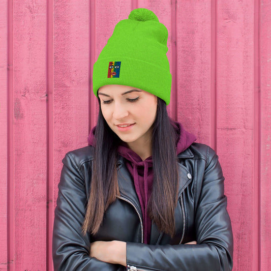 Pom-Pom Beanie-"True Colors Shining"